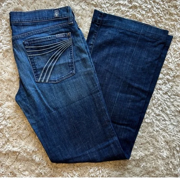 7 For All Mankind Dark Blue Straight Leg Jeans - Picture 1 of 3